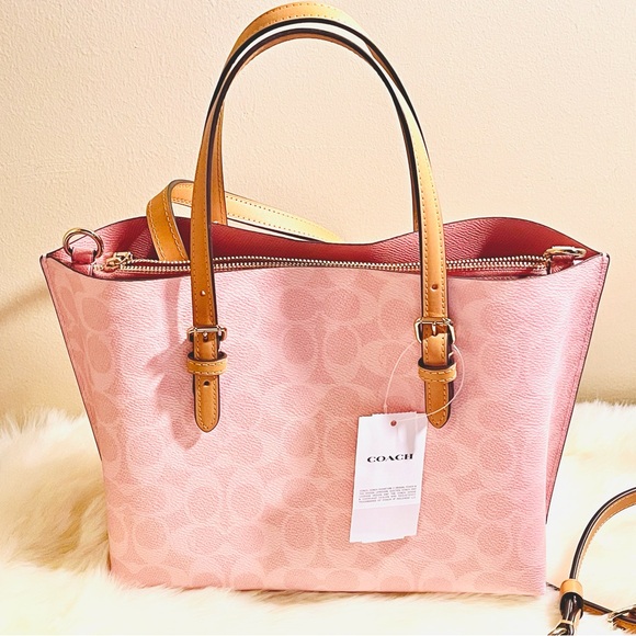 Coach Powder Pink Mollie Signature Tote with a matching Double Zip Wristlet - Picture 8 of 8
